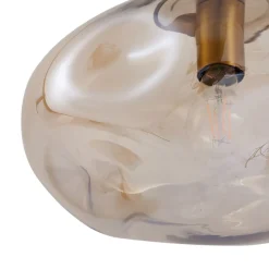 Lindby hengelampe Lelia, ravfarget, glass, Ø 35 cm