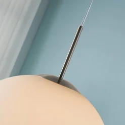 Lindby hengelampe Marike, Ø 40 cm, hvit, glass, kuppel, E27