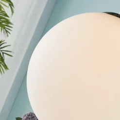 Lindby hengelampe Marike, Ø 40 cm, hvit, glass, kuppel, E27