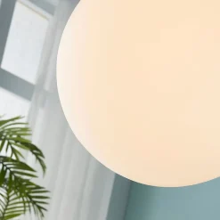 Lindby hengelampe Marike, Ø 30 cm, hvit, glass, kuppel, E27