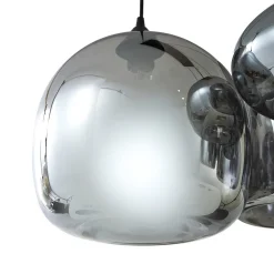 Lindby hengelampe Marla, 6 lyskilder, glass, røykgrå, 108 cm