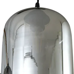 Lindby hengelampe Marla, 6 lyskilder, glass, røykgrå, 108 cm