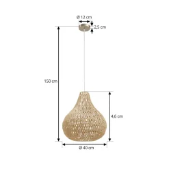 Lindby hengelampe Miryam, naturlig hampetau, Ø 40 cm