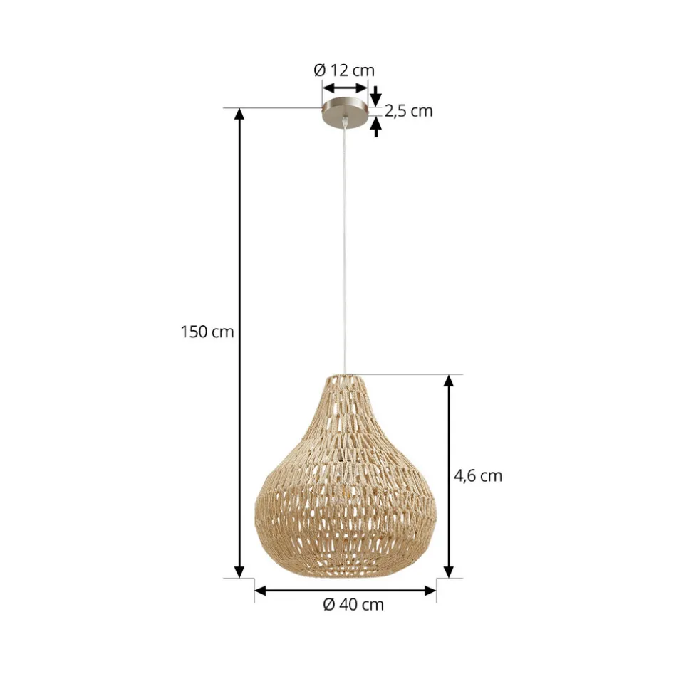 Lindby hengelampe Miryam, naturlig hampetau, Ø 40 cm