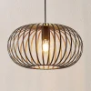 Lindby hengelampe Nahele, brun, metall, Ø 40 cm, E27