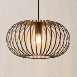 Lindby hengelampe Nahele, brun, metall, Ø 40 cm, E27