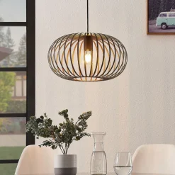 Lindby hengelampe Nahele, brun, metall, Ø 40 cm, E27