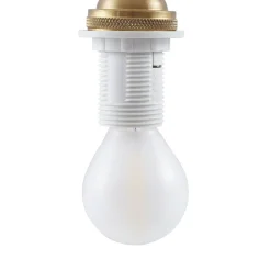 Lindby hengelampe Nolane, Ø 11 cm, keramikk, hvit/messing