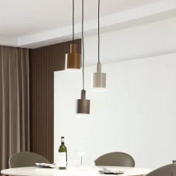 Lindby hengelampe Ovelia, brun/kaffe/beige, 3 lyskilder, E27