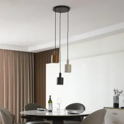 Lindby hengelampe Ovelia, brun/kaffe/beige, 3 lyskilder, E27