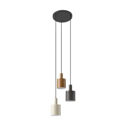 Lindby hengelampe Ovelia, brun/kaffe/beige, 3 lyskilder, E27