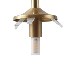 Lindby hengelampe Piatra, Ø45cm, 5 lyskilder, cognac/messing, glass