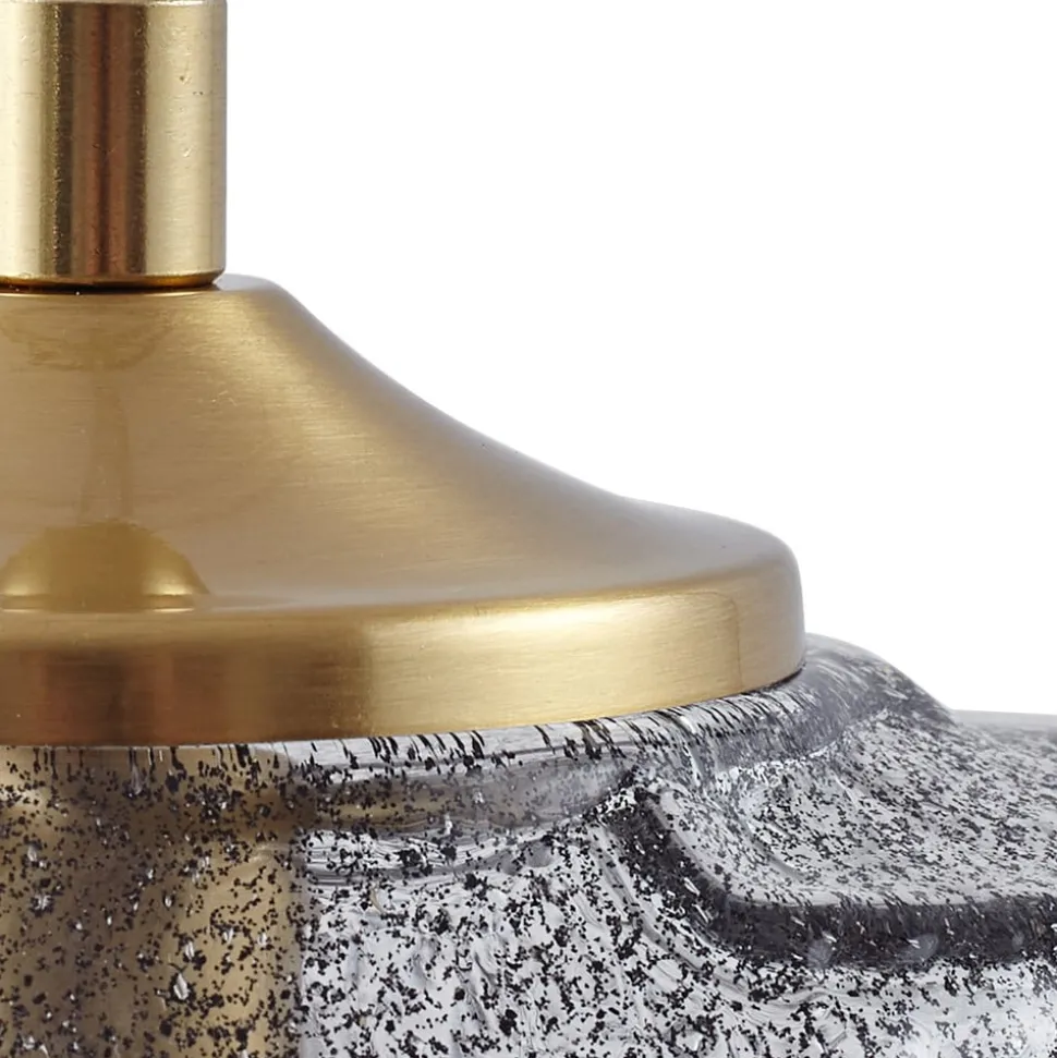 Lindby hengelampe Piatra, røyk/messing, glass, Ø 16 cm, G9