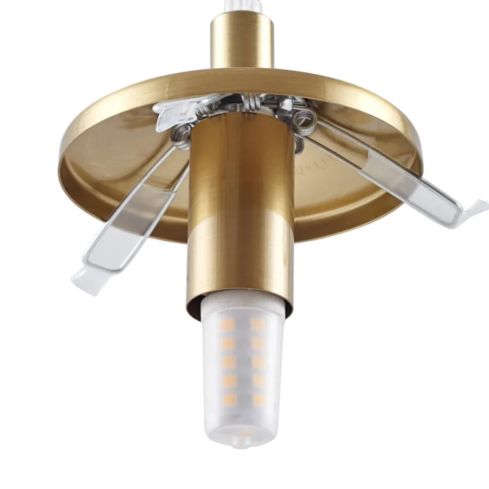 Lindby hengelampe Piatra, røyk/messing, glass, Ø 16 cm, G9