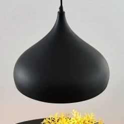 Lindby hengelampe Ritana, svart-gull, metall, Ø 31cm, E27