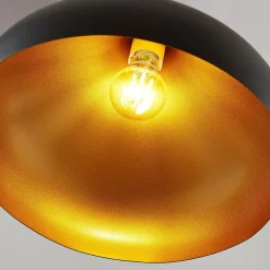 Lindby hengelampe Ritana, svart-gull, metall, Ø 31cm, E27