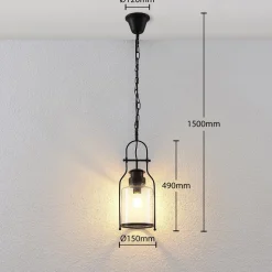 Lindby hengelampe Rozalie, svart, metall, lykt, 21 cm
