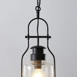 Lindby hengelampe Rozalie, svart, metall, lykt, 21 cm