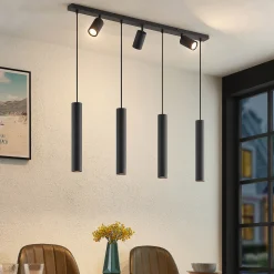 Lindby hengelampe Sanad, 100 cm, 7 lyskilder, svart, GU10