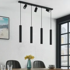 Lindby hengelampe Sanad, 100 cm, 7 lyskilder, svart, GU10