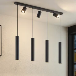 Lindby hengelampe Sanad, 100 cm, 7 lyskilder, svart, GU10