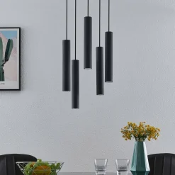 Lindby hengelampe Sanad, Ø 40 cm, 5 lyskilder, svart, GU10