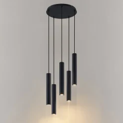 Lindby hengelampe Sanad, Ø 40 cm, 5 lyskilder, svart, GU10