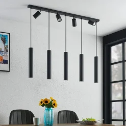 Lindby hengelampe Sanad, 116 cm, 9 lyskilder, svart, GU10