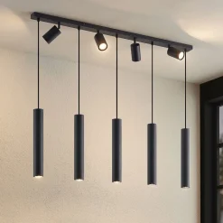 Lindby hengelampe Sanad, 116 cm, 9 lyskilder, svart, GU10