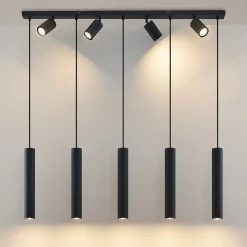 Lindby hengelampe Sanad, 116 cm, 9 lyskilder, svart, GU10