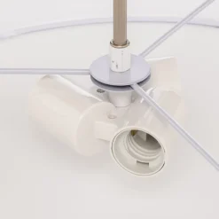 Lindby hengelampe Sebatin, Ø 50 cm, beige, stoff, E27