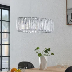 Lindby hengelampe Sofia, 68 cm, 3 lyskilder, E14, krom/klar