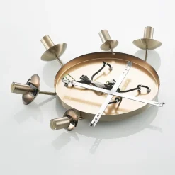 Lindby hengelampe Teeja, rav, 5 lyskilder, Ø50cm, glass, E27