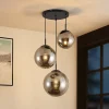 Lindby hengelampe Teeja, smoke, 3 lyskilder, Ø52cm, glass, E27
