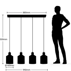 Lindby hengelampe Tirane, fargerik, metall, lengde 94 cm, E27