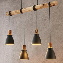 Lindby hengelampe Trebale, E14, Ø 15 cm, 4 lyskilder, tre