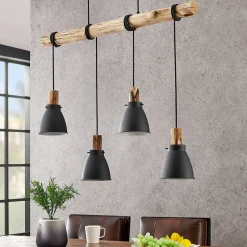 Lindby hengelampe Trebale, E14, Ø 15 cm, 4 lyskilder, tre