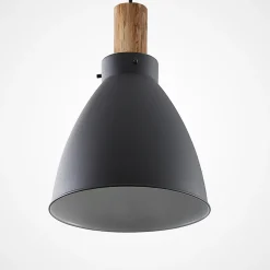 Lindby hengelampe Trebale, E27, Ø 28 cm, svart, tre