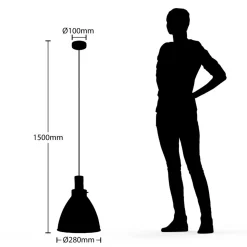 Lindby hengelampe Trebale, E27, Ø 28 cm, svart, tre