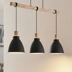 Lindby hengelampe Trebale, E27, Ø 28 cm, 3 lyskilder, tre