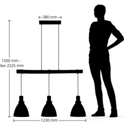 Lindby hengelampe Trebale, E27, Ø 28 cm, 3 lyskilder, tre