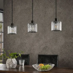 Lindby hengelampe Vella, transparent, glass, 83 cm, 3 lyskilder.