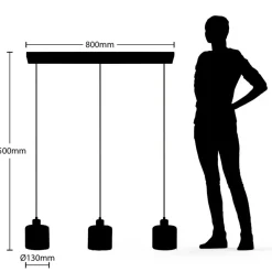 Lindby hengelampe Vella, transparent, glass, 83 cm, 3 lyskilder.
