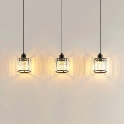 Lindby hengelampe Vella, transparent, glass, 83 cm, 3 lyskilder.