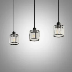 Lindby hengelampe Vella, transparent, glass, 83 cm, 3 lyskilder.