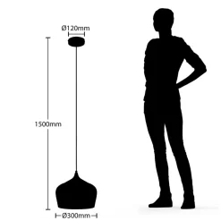 Lindby hengelampe Vilsera, hvit, metall/tre, 26 cm, E27