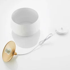 Lindby hengelampe Vilsera, hvit, metall/tre, 26 cm, E27