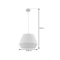 Lindby hengelampe Vitore, Ø 40 cm, tekstil, hvit