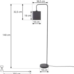 Lindby Hinay tekstil-gulvlampe svart/gull