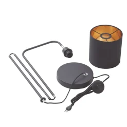 Lindby Hinay tekstil-gulvlampe svart/gull